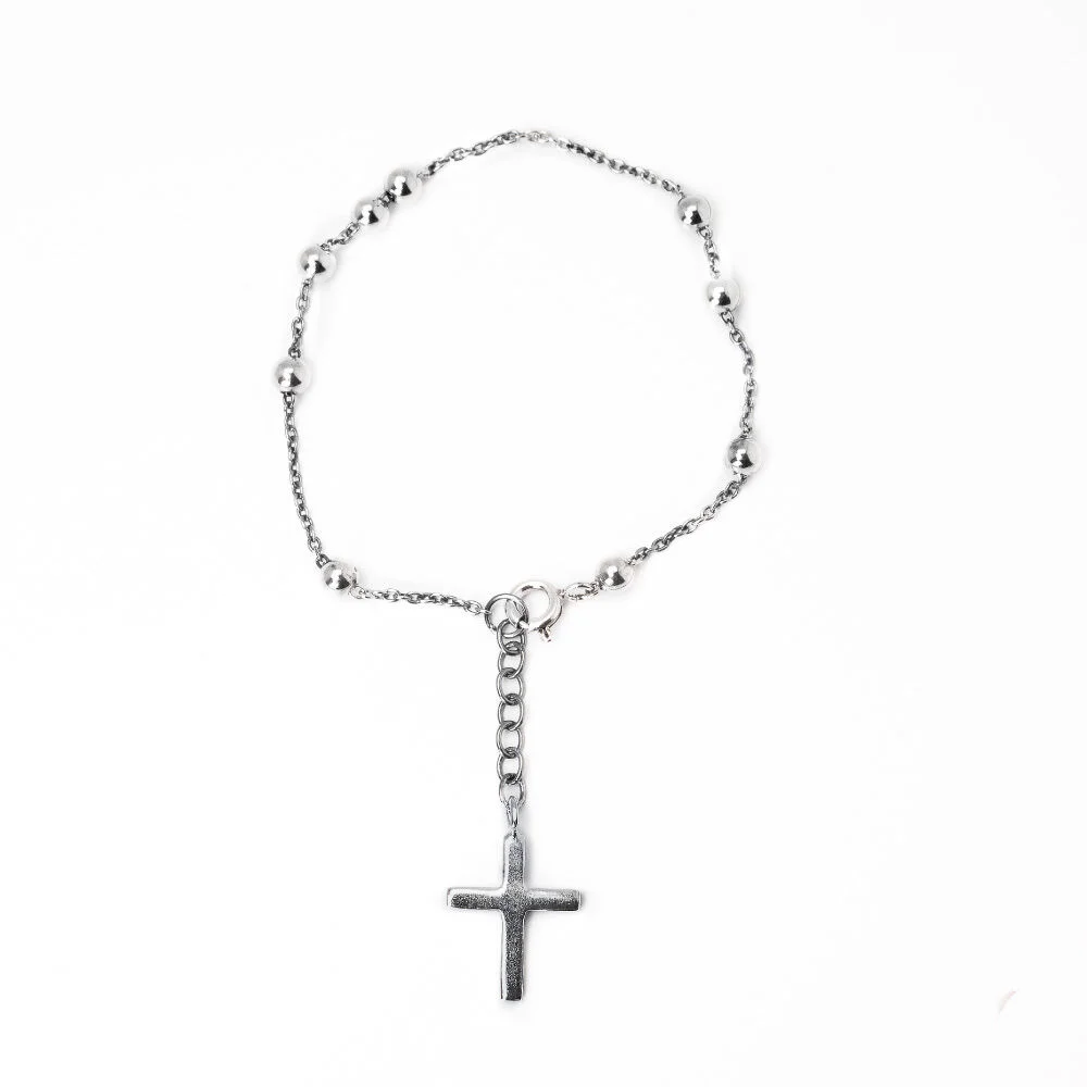 HR 117B_Cross Pendant Ball Chain Bracelet (Silver 925)