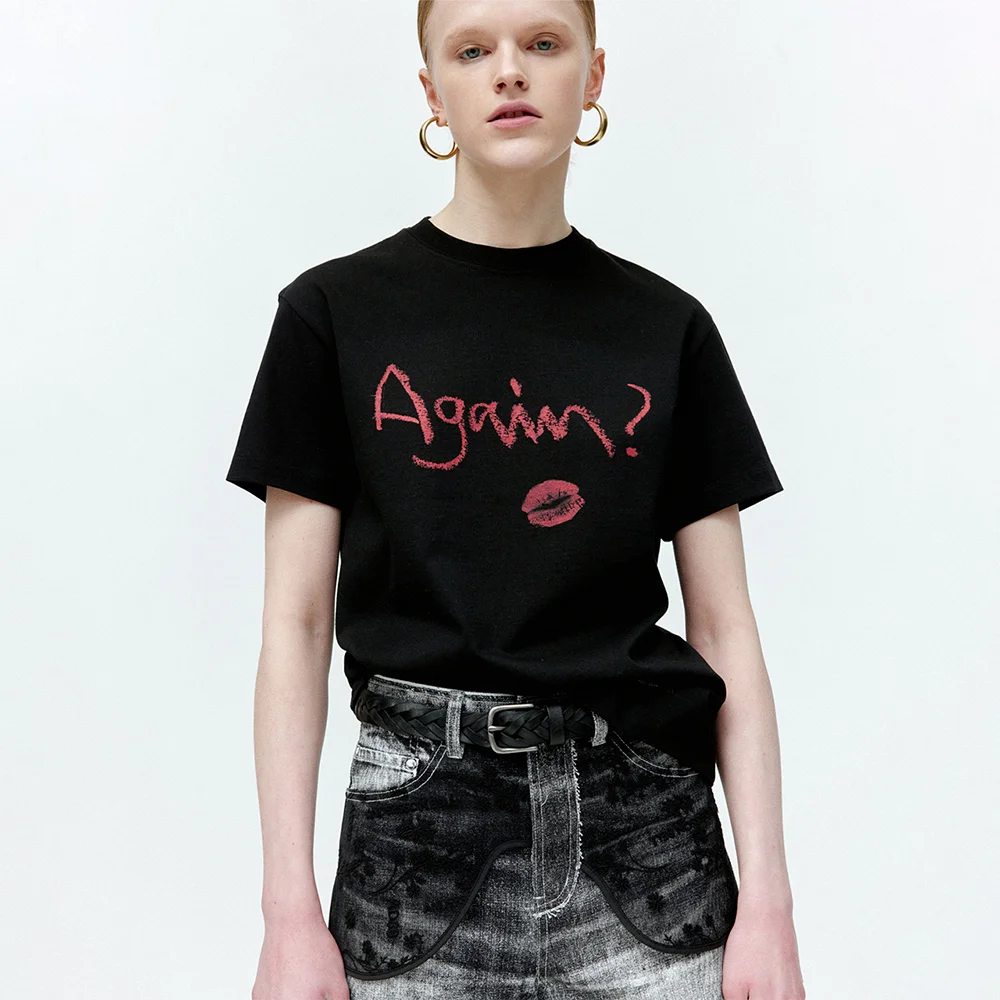 (ESSENTIAL) UNISEX AGAIN LIP T-SHIRT atb1406u(BLACK)