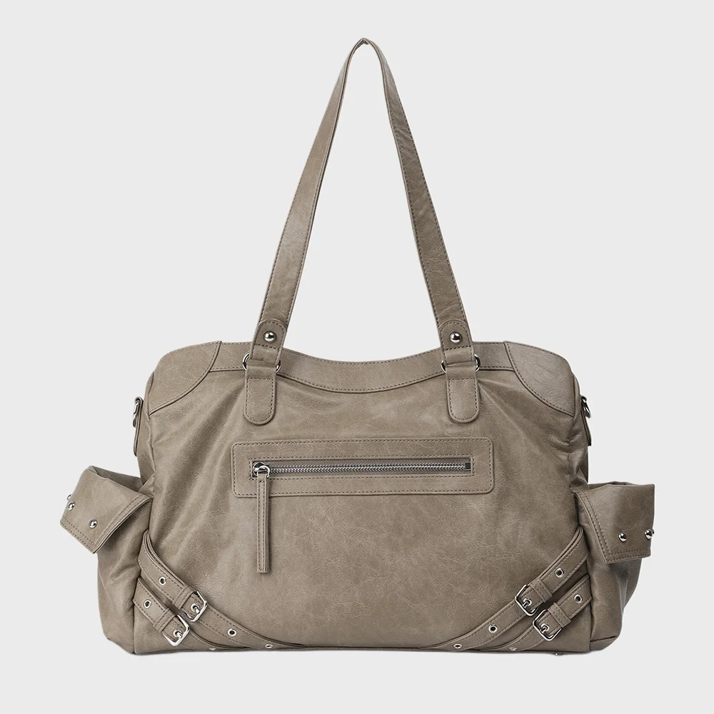 STUD POCKET BIG BAG IN KHAKI