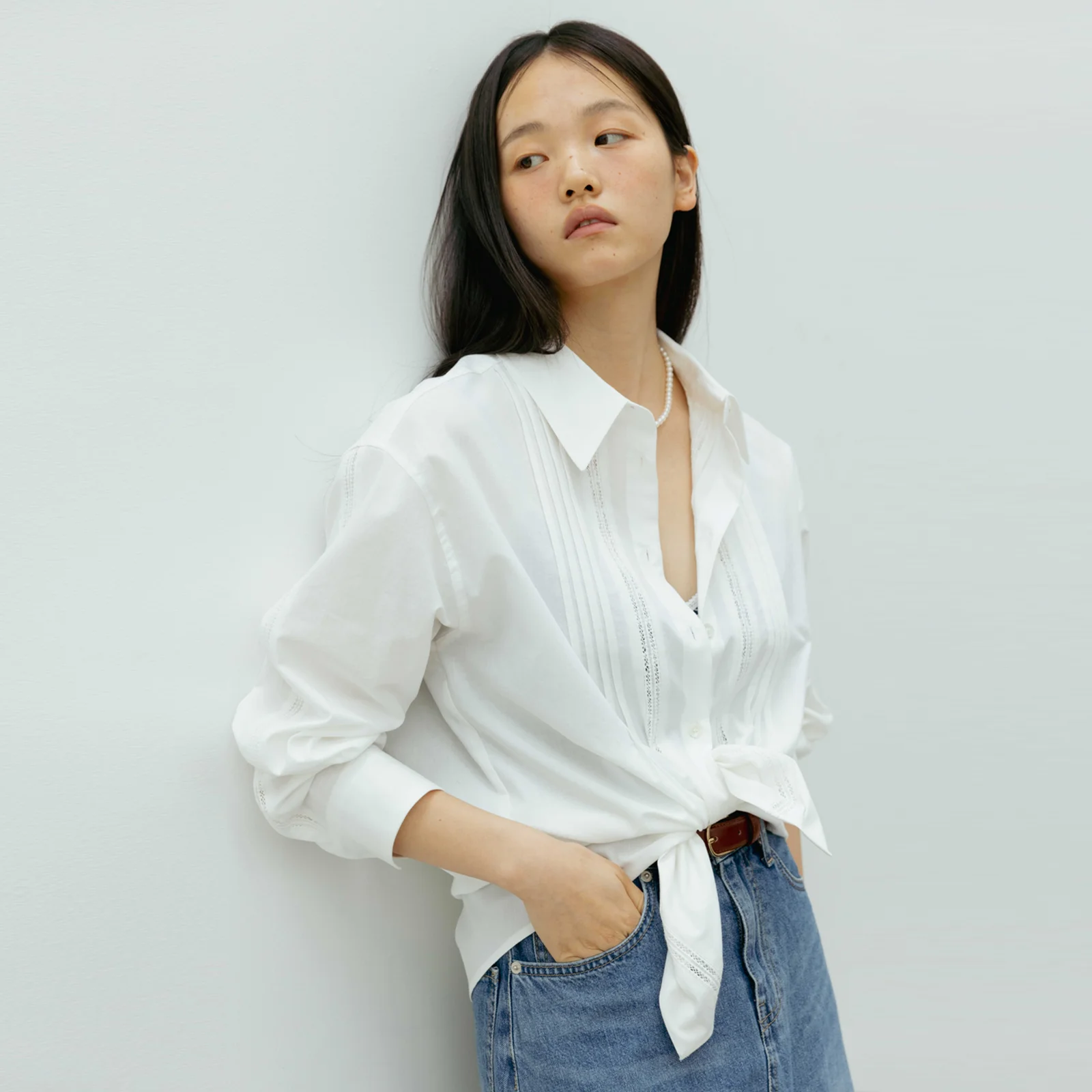 Lace Cotton Shirt(Ivory)