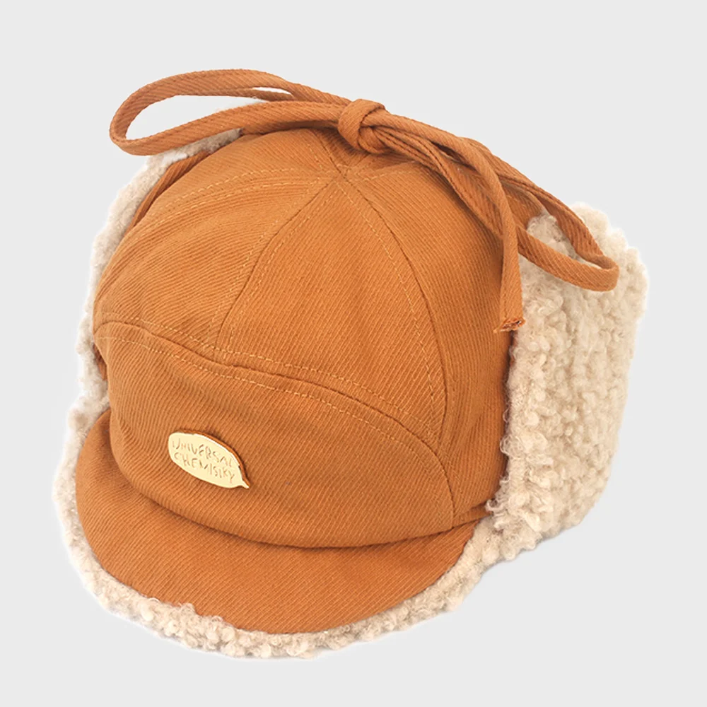 Corduroy Beige String Earflap Cap 護耳帽