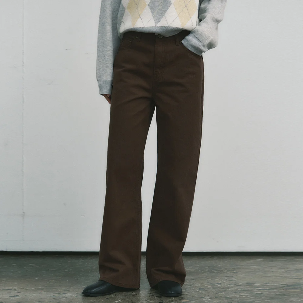 W/Herringbone Pure Cotton Pants_BROWN(W25-PT24)