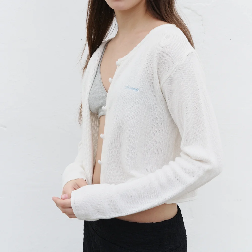 ANNA COTTON CROPPED CARDIGAN_WHITE