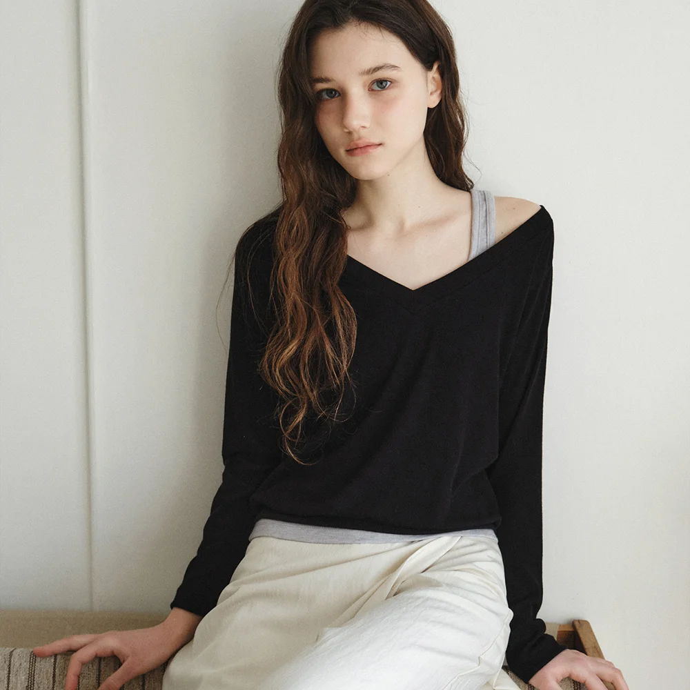 Muse Layered V-Neck Set_BLACK(W26SET01)