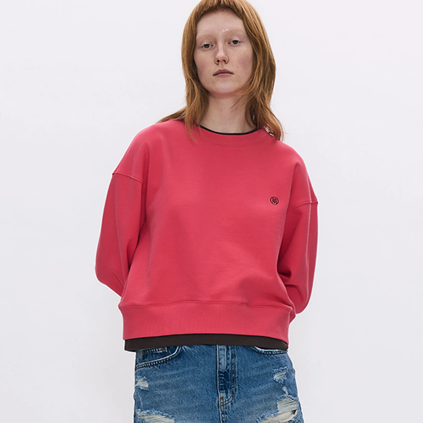 DOUBLE LAYERED SYMBOL LOGO SWEATSHIRT_PINK