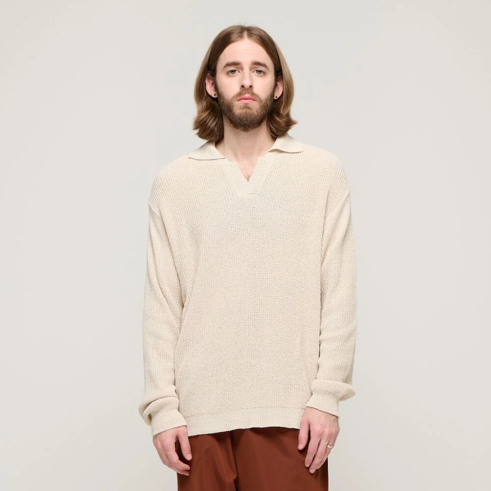 CB BOUCLE OPEN COLLAR KNIT (BEIGE)