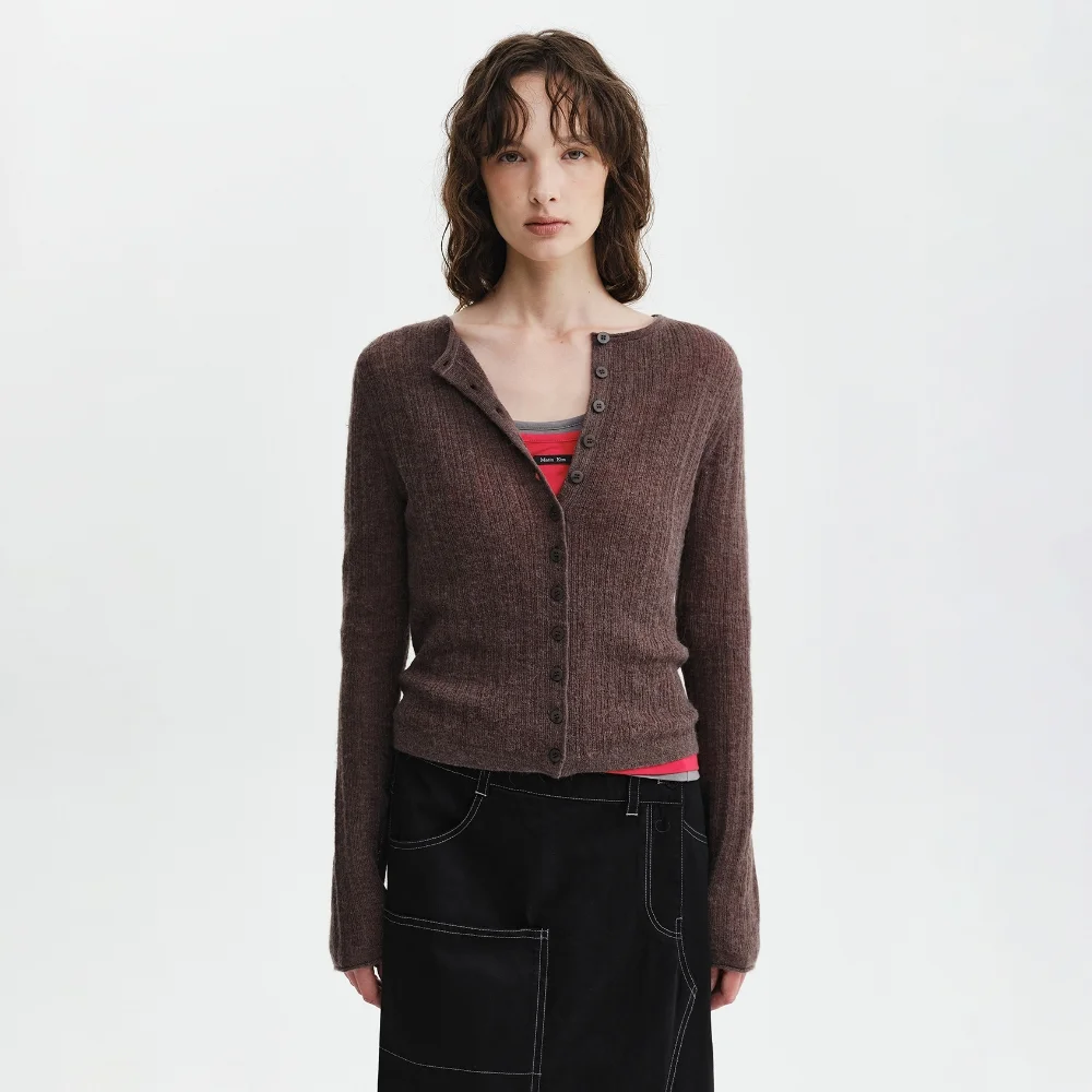 TWO WAY TEXTURE KNIT TOP IN KHAKI BROWN