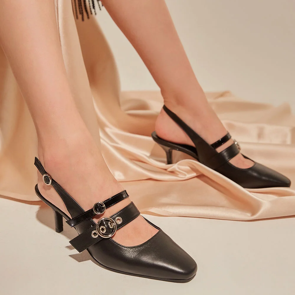 Double Strap Sling-Back_MM034_BK