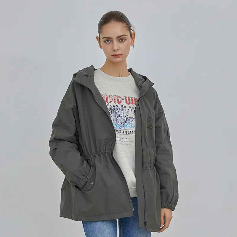 Back Stitch Point Drawstring Hooded Jumper_YAAJP80