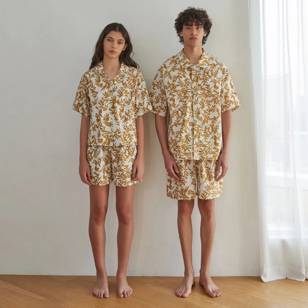 BALI PAJAMA COUPLE SET_leaf coconut