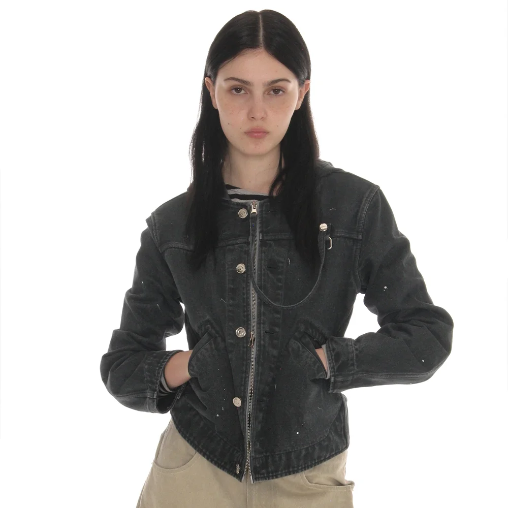 WASHED HOODED TRUCKER JACKET_NAVY