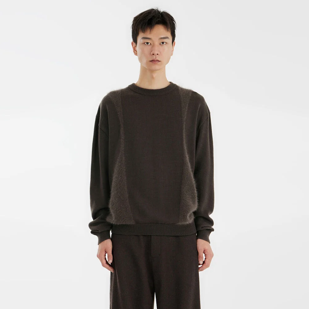 Curved Angora Knit - Brown