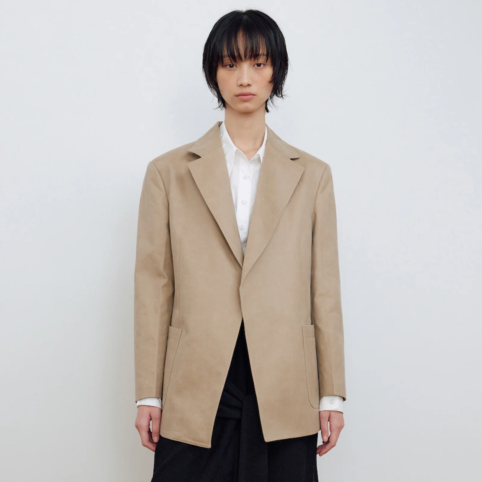 SINGLE OUT POCKET SUEDE JACKET_BEIGE