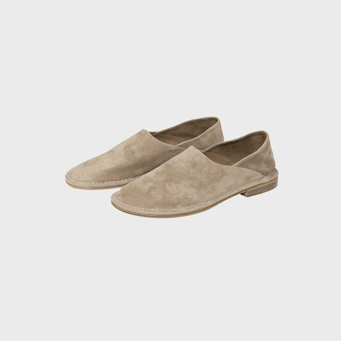 Suede Babouche Loafer, Taupe