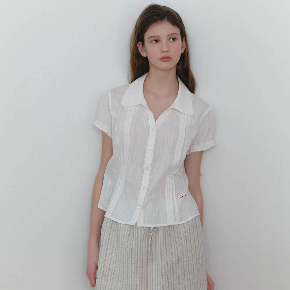 (5次)Lace pintuck blouse_ivory