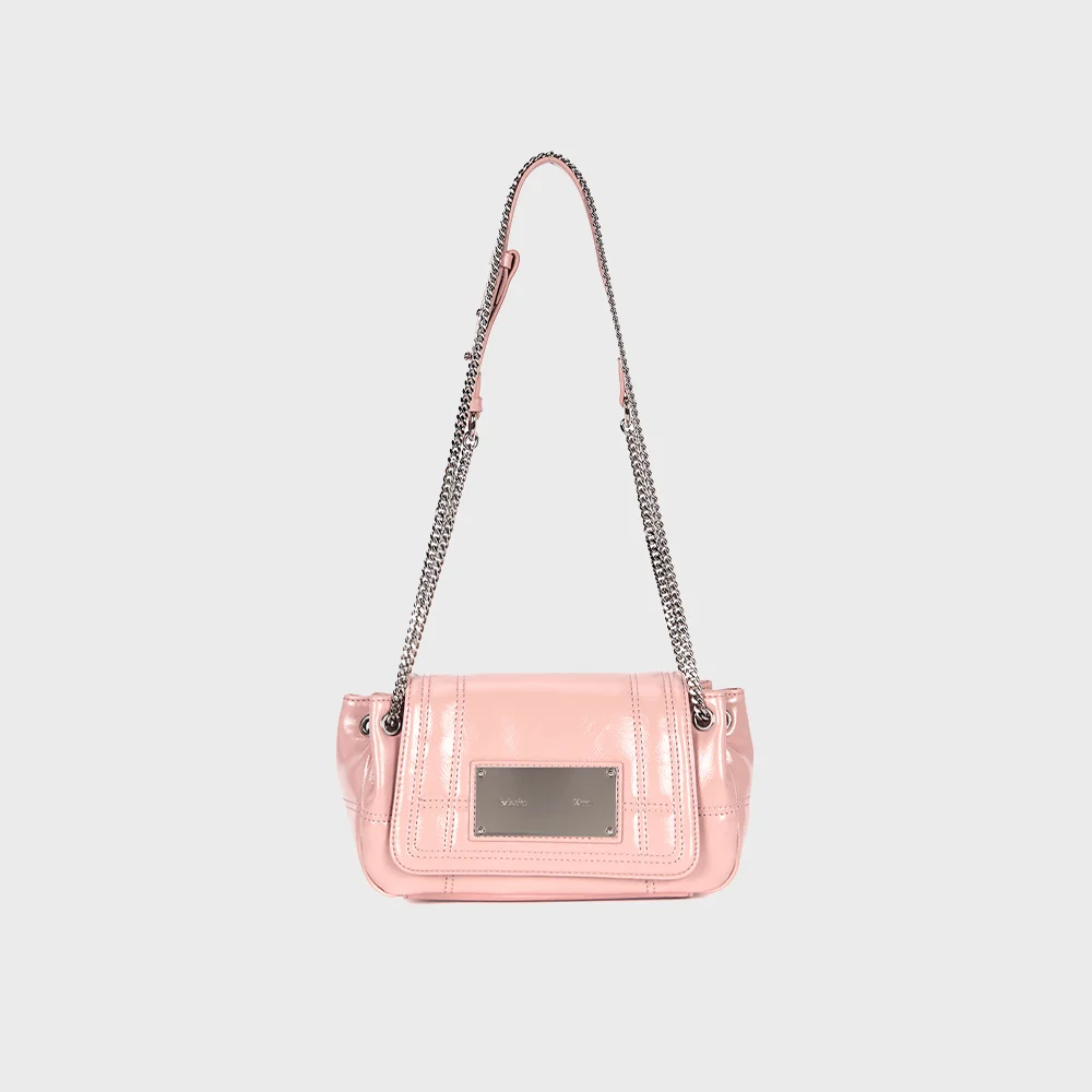 GLOSSY QUILTING SMALL CHAIN BAG IN PINK