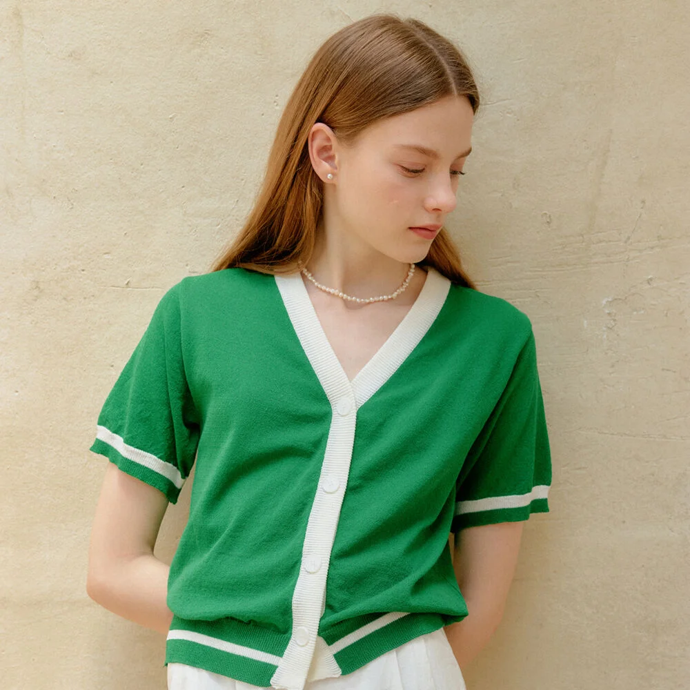 SHORT COLOR CARDIGAN_GREEN