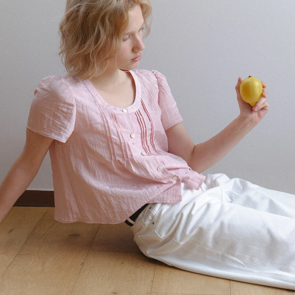 Crinkle Grace Blouse_baby pink