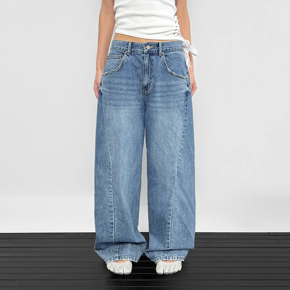 Curved Denim Pants_Light blue