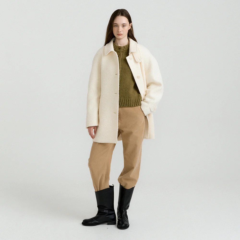 Boucle Half Coat (Cream)