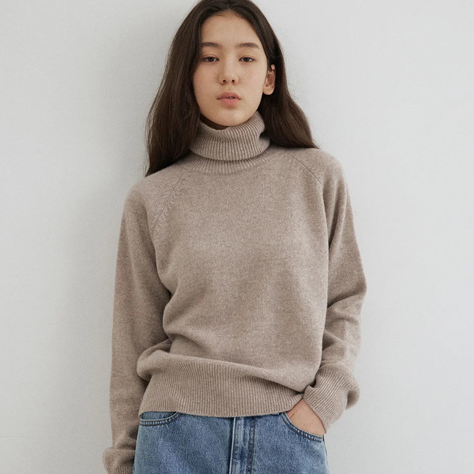 cashmere blended turtleneck (melange beige)