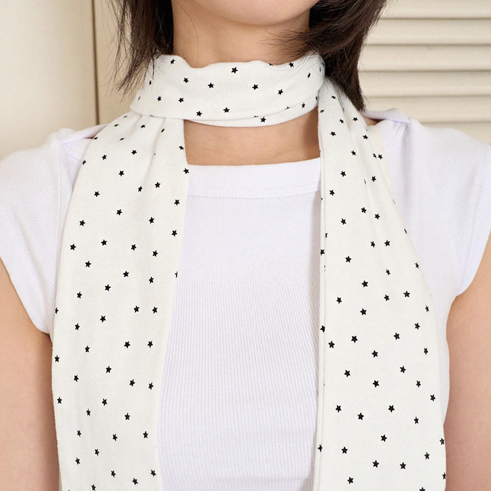 mini star cotton scarf - ivory