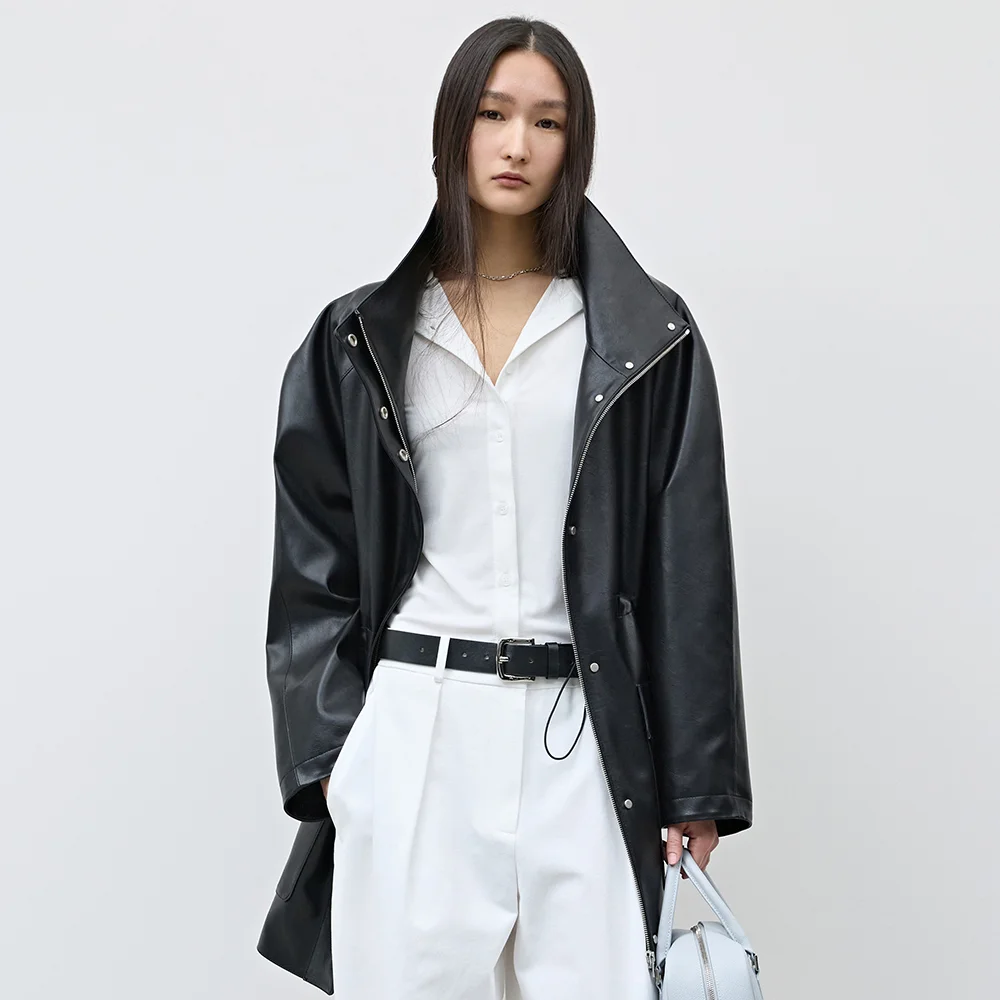 DIUM LEATHER HIGH NECK JUMPER