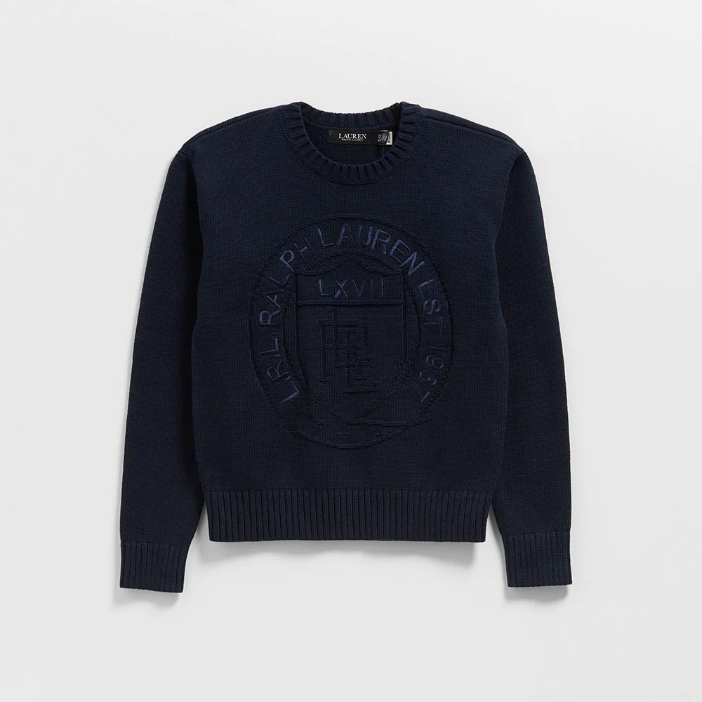 標誌 Crest 純棉 圓領 毛衣 (NAVY-410)