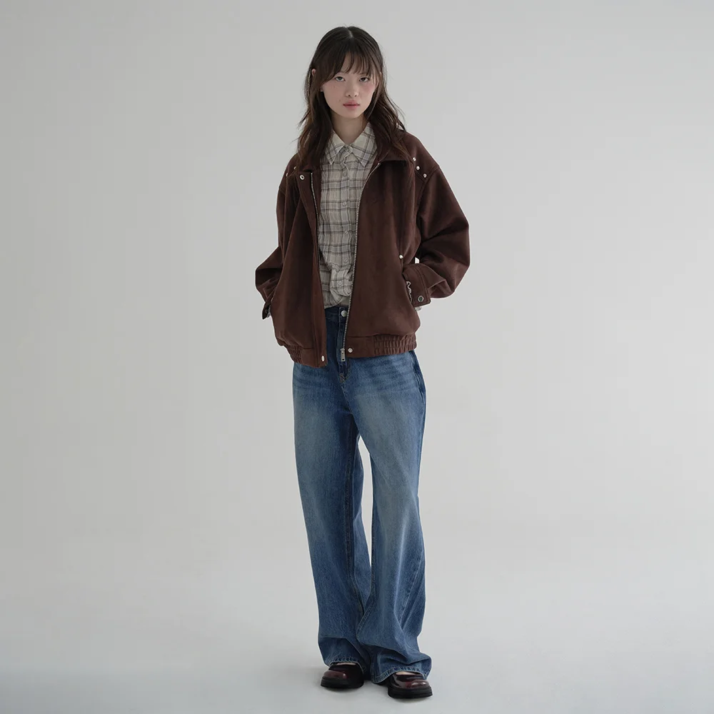 RIVET SUEDE JACKET (BROWN)