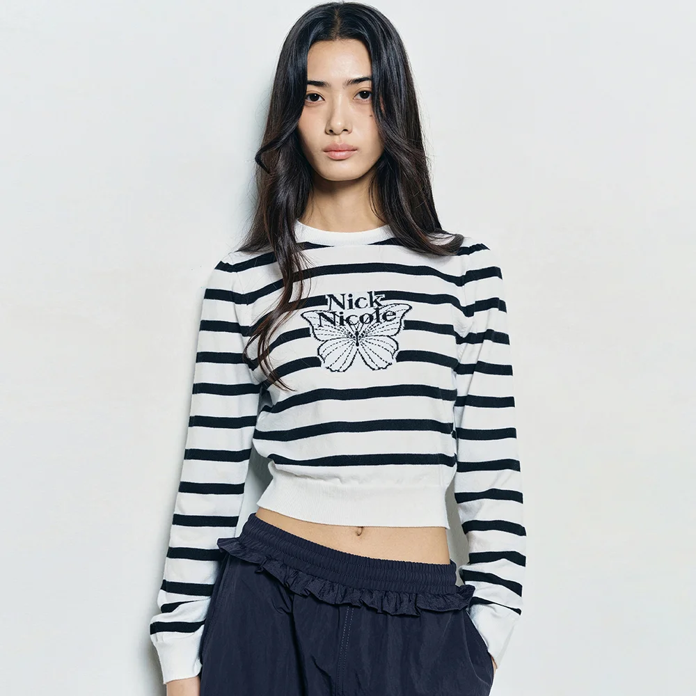 MINI BUTTERFLY SIGNATURE STRIPE KNIT_IVORY
