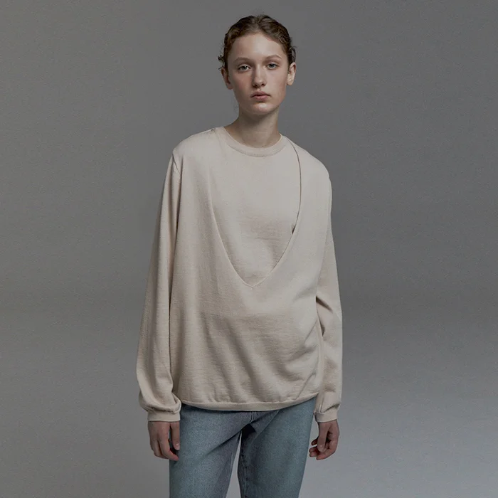 Layered Loose Knit(Light beige)