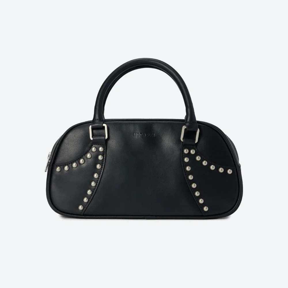 Studed Mini Bowling Bag / Black