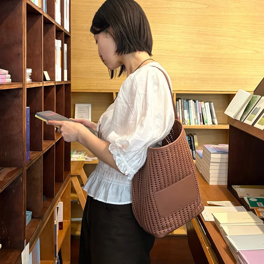 啡色 Panier 網布 單肩袋 L AABA6E841W2