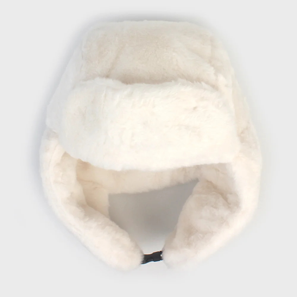 Soft Fur White Aviator Hat 飛行帽
