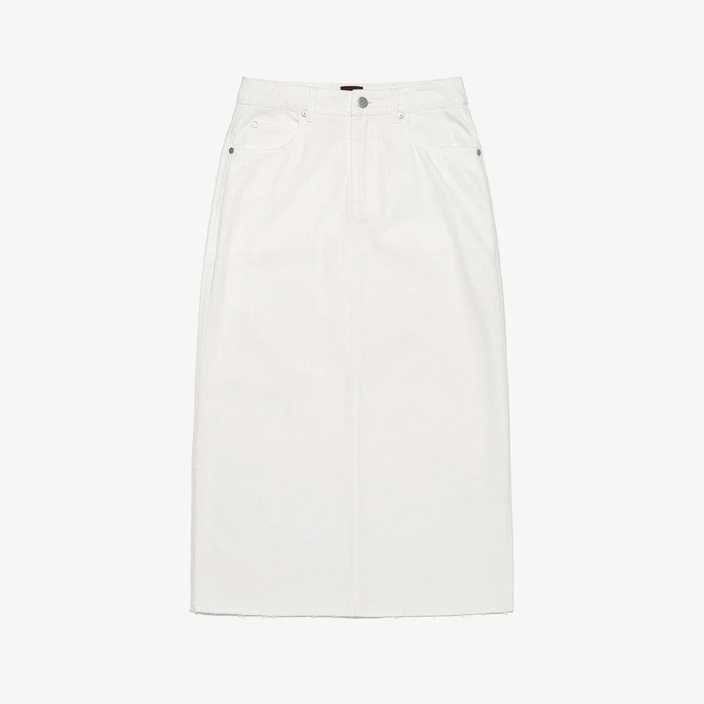 女裝 牛仔 Maxi 半身裙 本白色