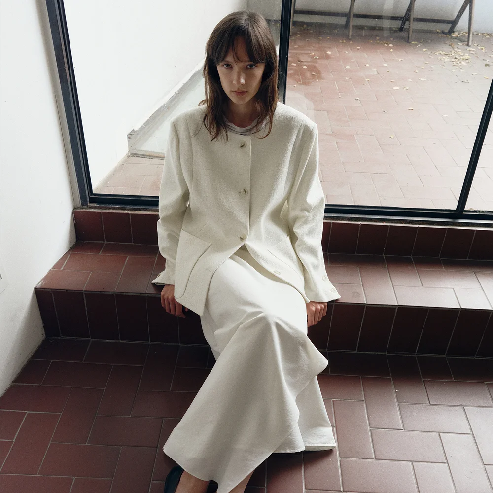 WOOL LINE TWEED JACKET_IVORY