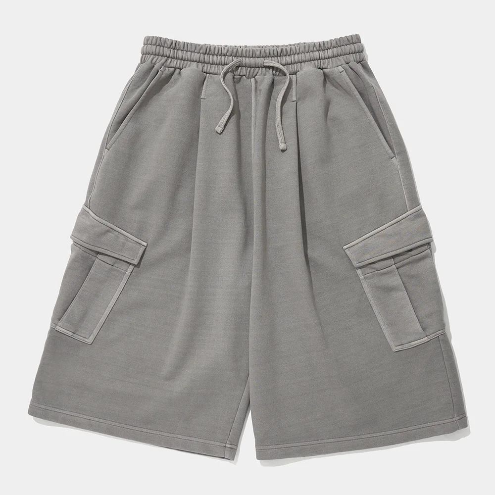BIG POCKET DYED TERRY SHORTS PANTS_GRAY