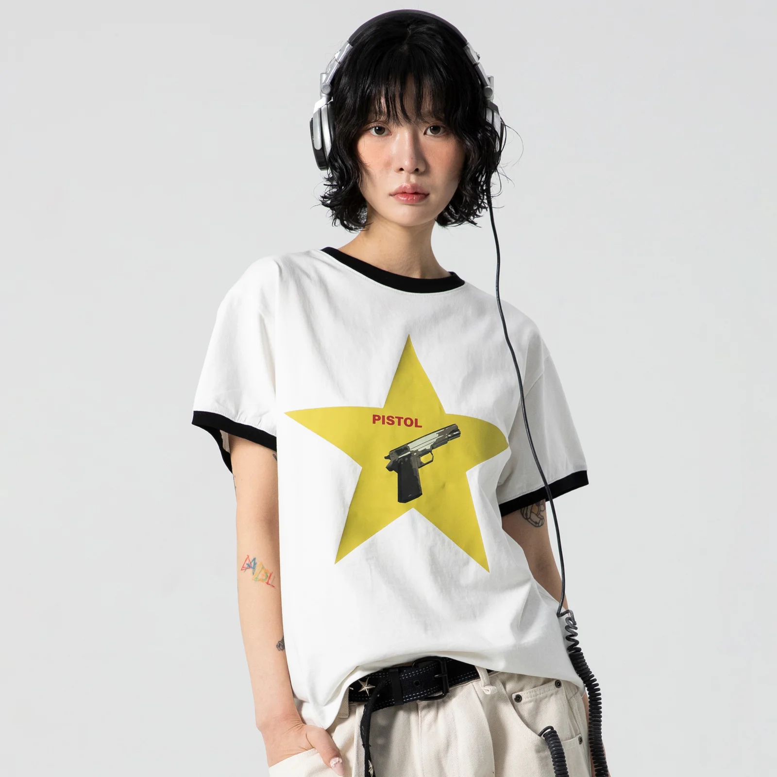 GT122 Pistol 星星 Ringer T恤 (WHITE)