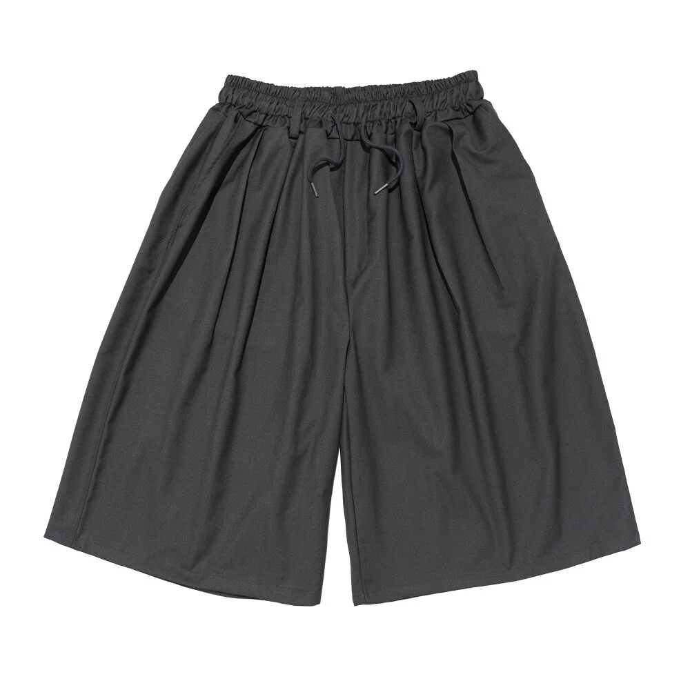 TWO-TUCK WIDE BANDING HALF SLACKS (CHARCOAL)