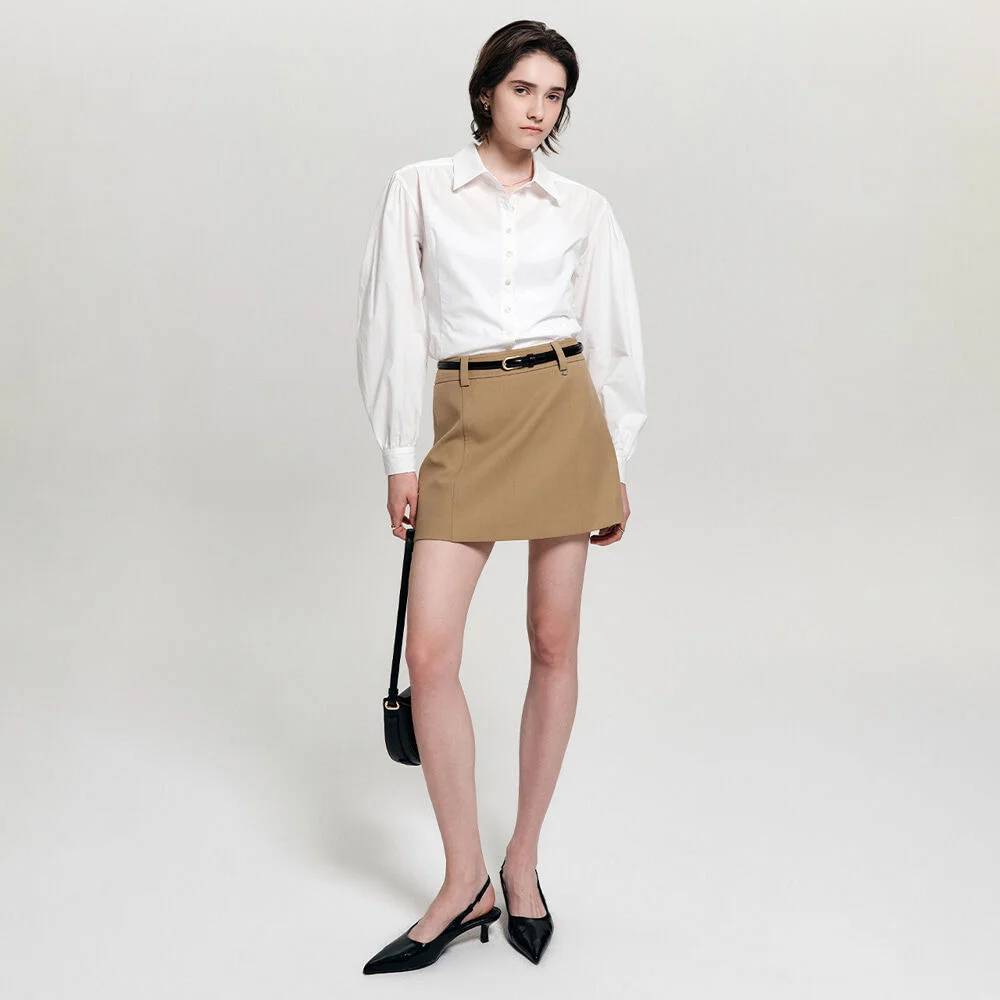 Nelly 夏季 羊毛 迷你 半身裙_米色 / NELLY SUMMER WOOL MINI SKIRT_BEIGE