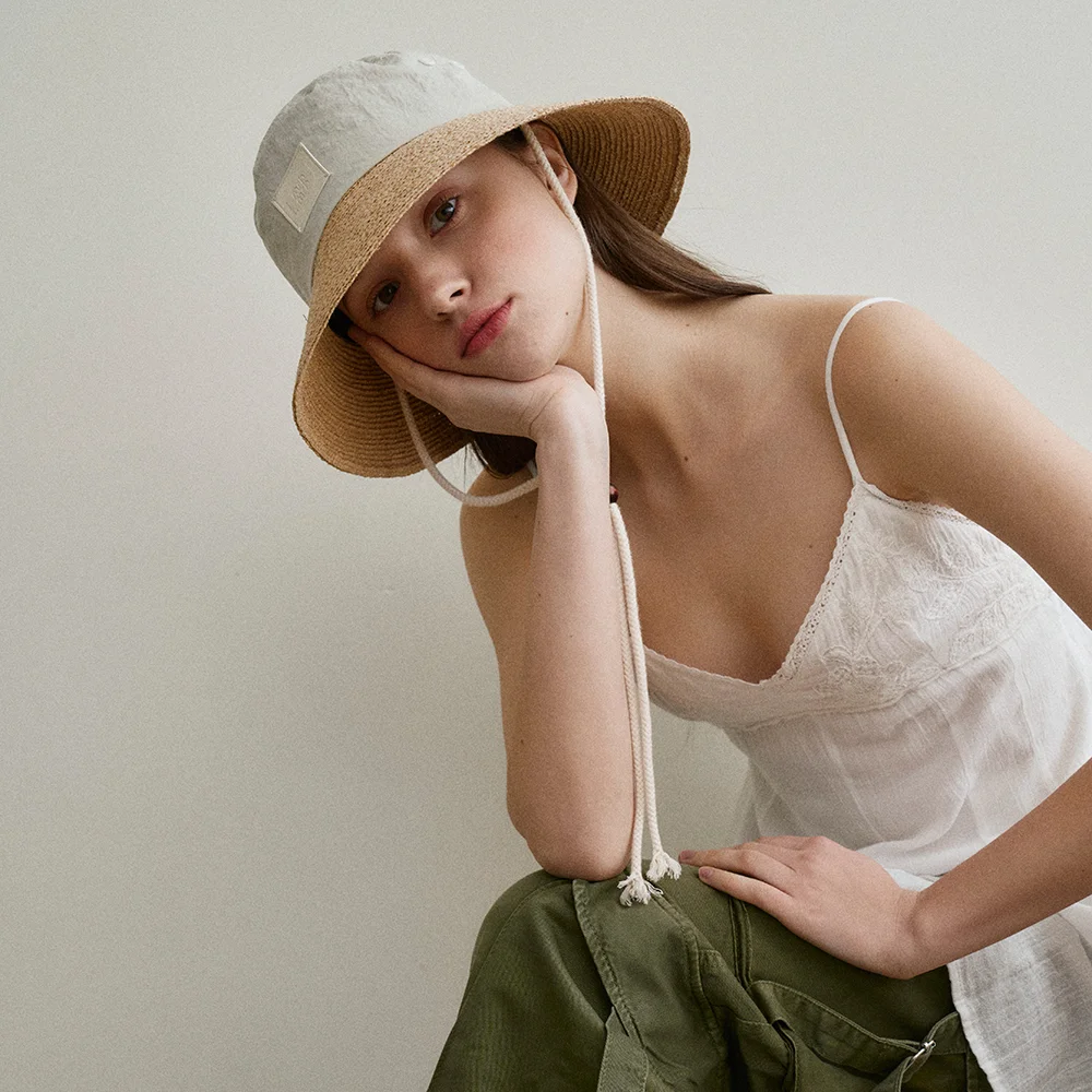 Combi anorak raffia bucket hat_4color