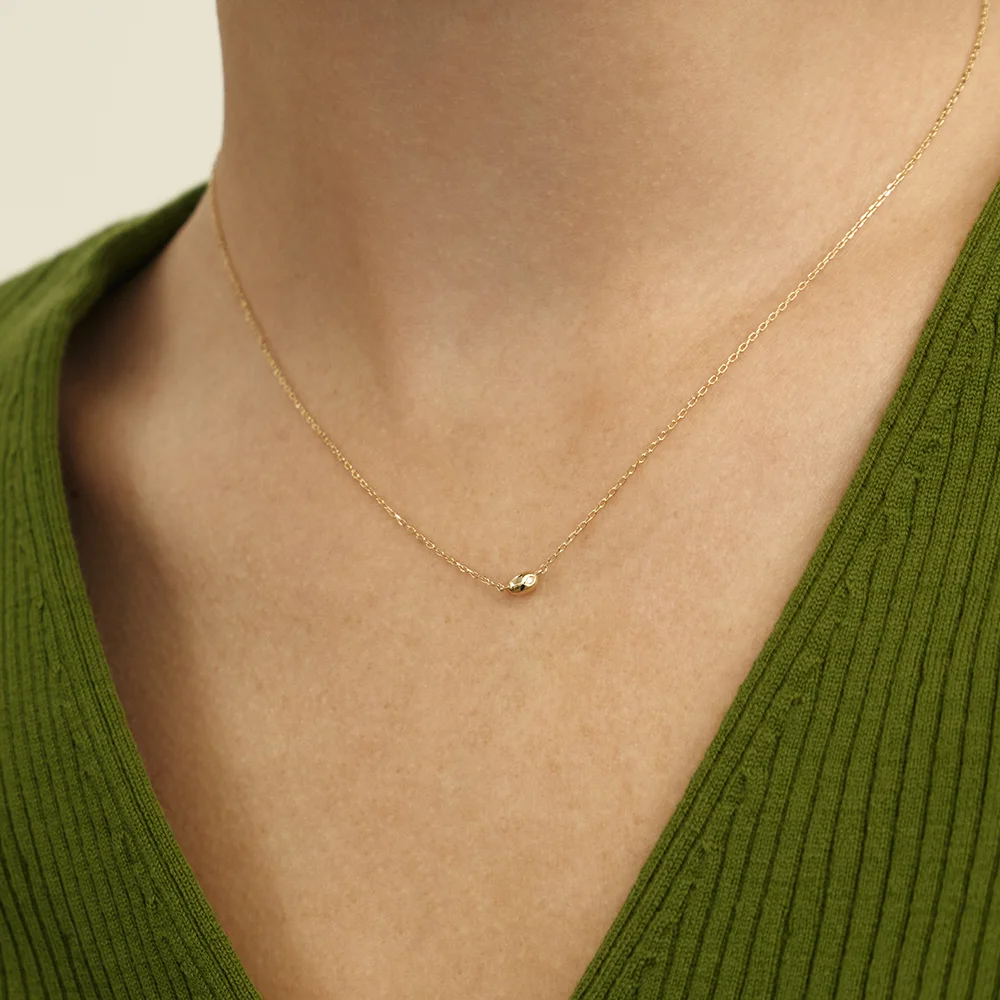 14k 鑽石 Pebble BOL 頸鏈 (14k金色) #LCN01