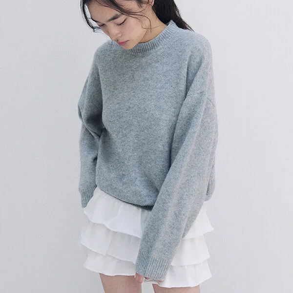 NUBASIC BASIC KNIT PULLOVER GRAY