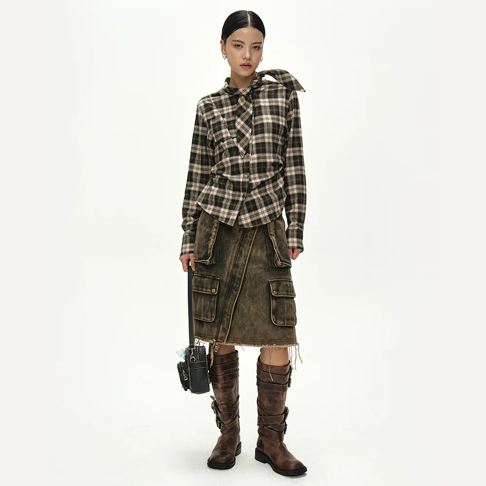 TARTAN SCARF-TIE SHIRT (GREEN)