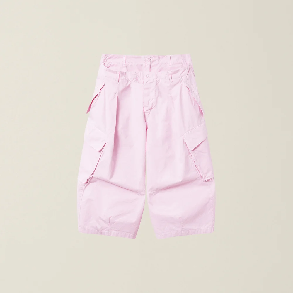 CROPPED DOUBLE WAIST CARGO PANTS SHELL PINK