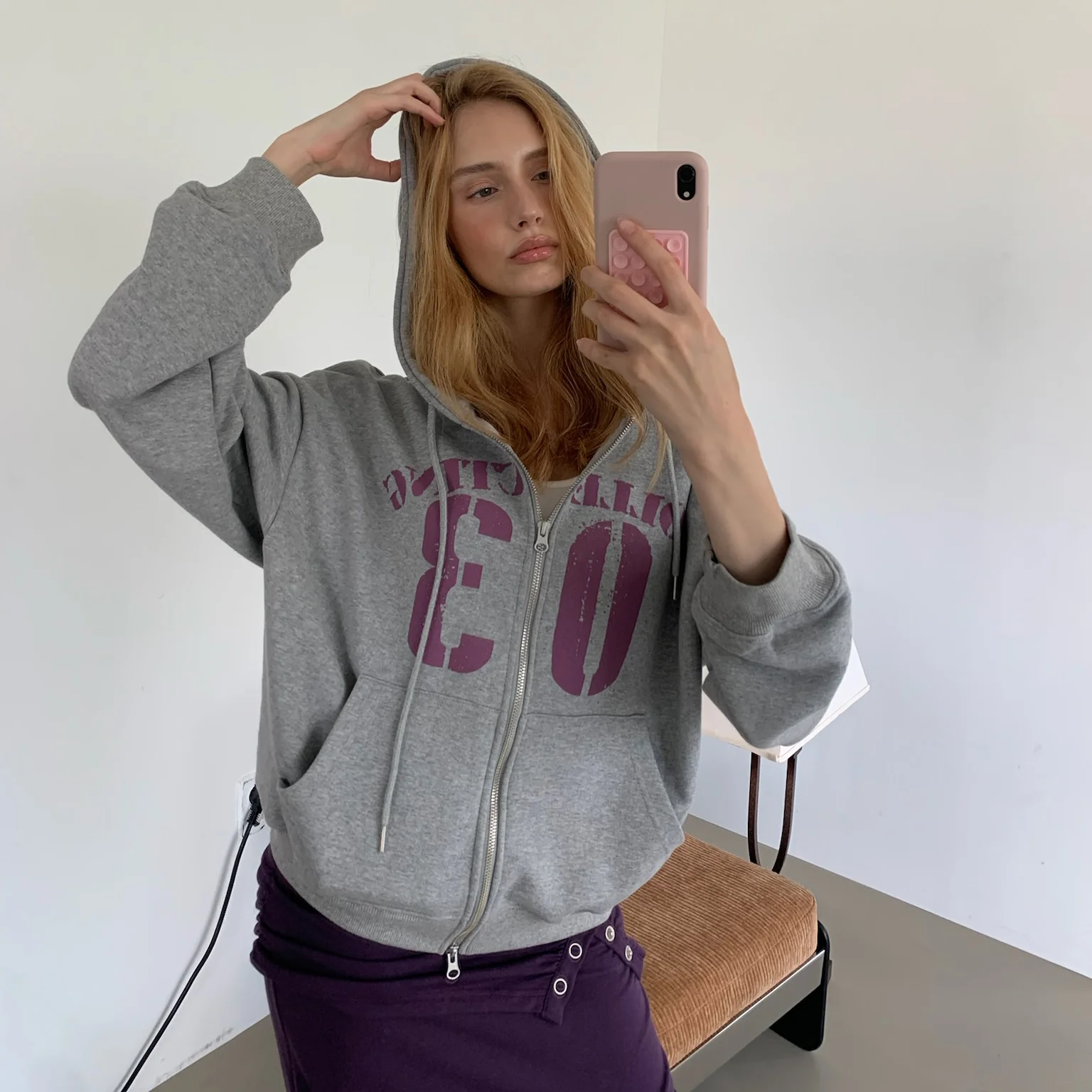 ESSENTIAL HOOD ZIP-UP (MELANGE GREY)