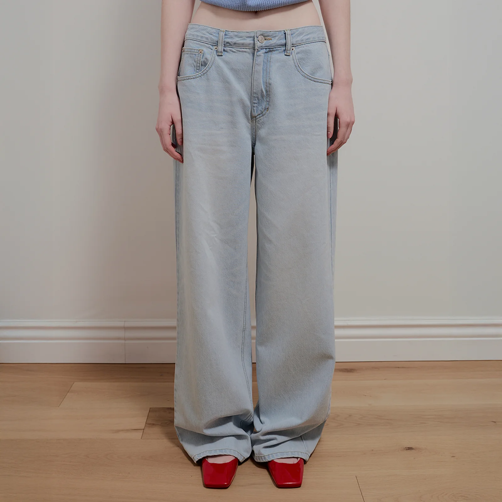 WHISKERS FADED DENIM PANTS - SKY BLUE