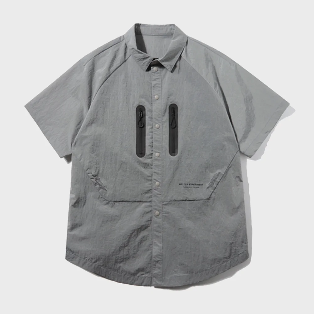 LIGHT REFLECTION RIP STOP HALF SHIRTS_Silver