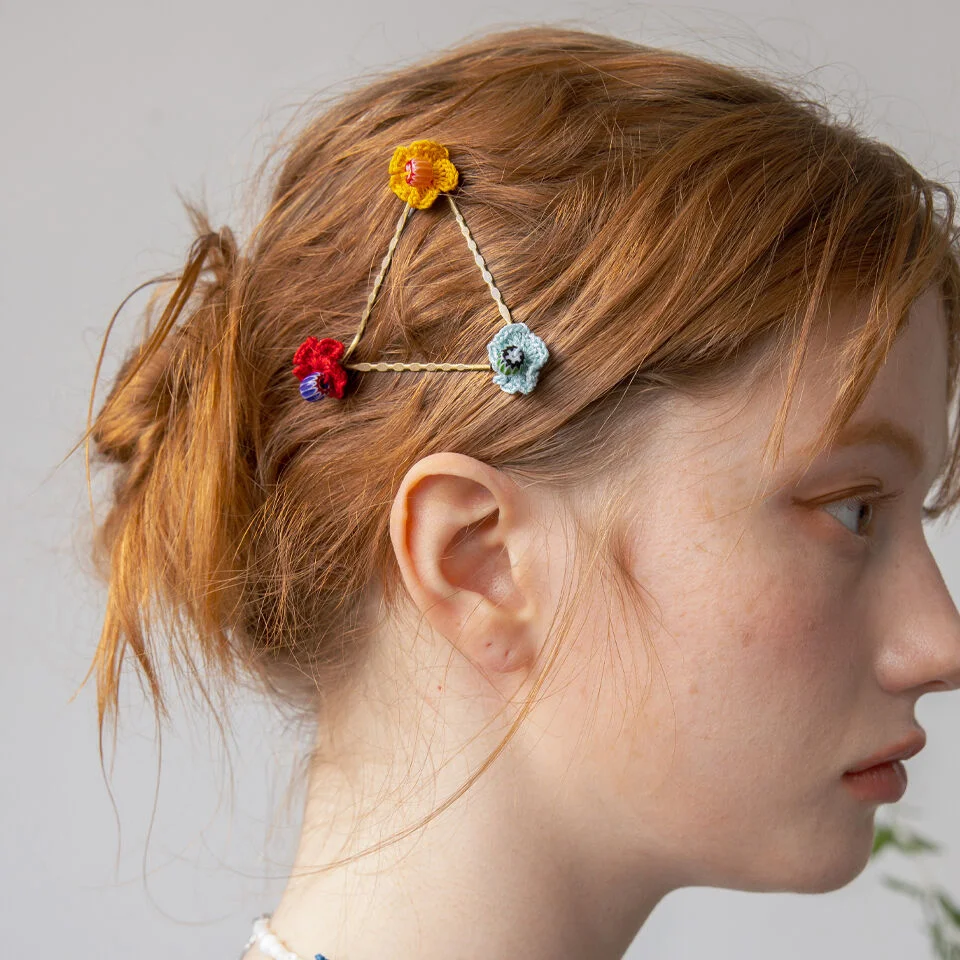 Color flower vintage hairpin (3colors)