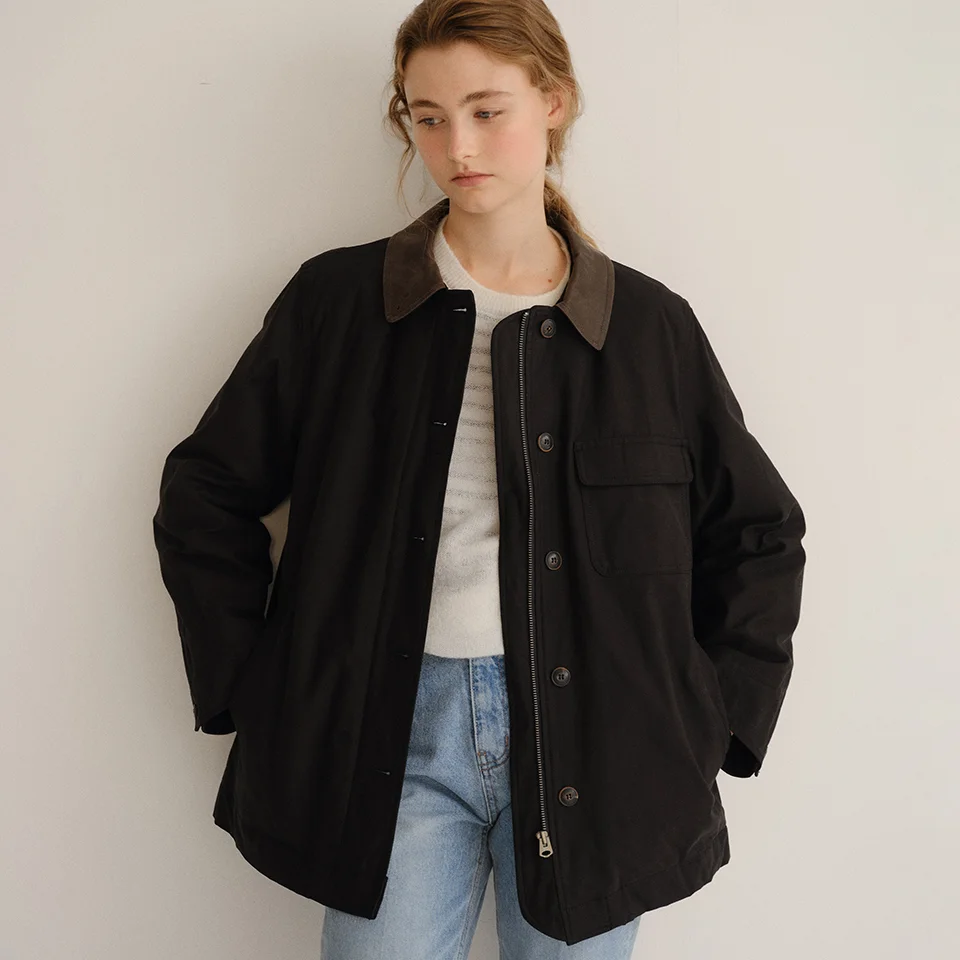 padded cotton work jacket (black)